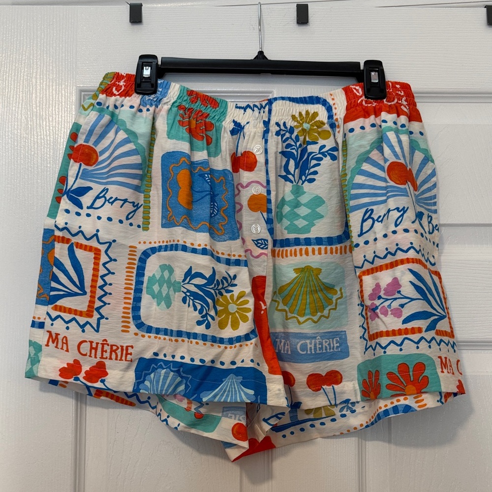 Le Bop ‘Cecelia’ Printed Cotton Blend Women's Boxer-Style Shorts Size XXL